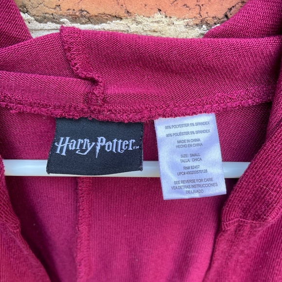 Harry Potter Cardigan Burgundy Red "Hogwarts" Hood Lightweight - Picture 5 of 10